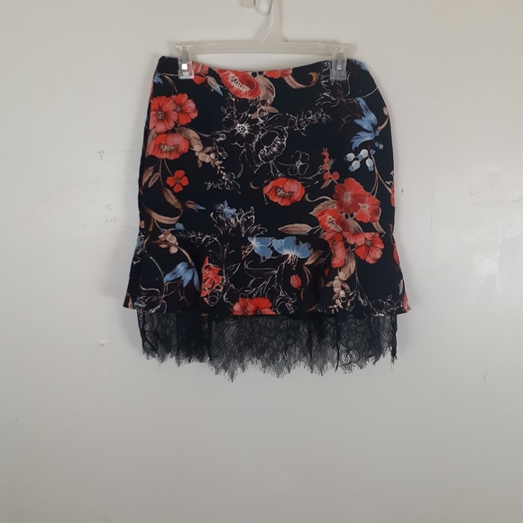 Who What Wear Dresses & Skirts - Who What Wear Skirt Dark Floral Ruffled Lace Tiered Mini Whimsigoth
